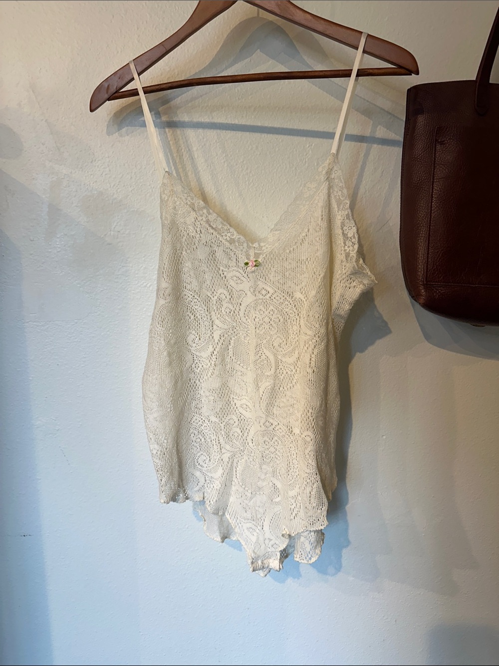 VTG Hanky Panky Ivory Floral Lace Camisole